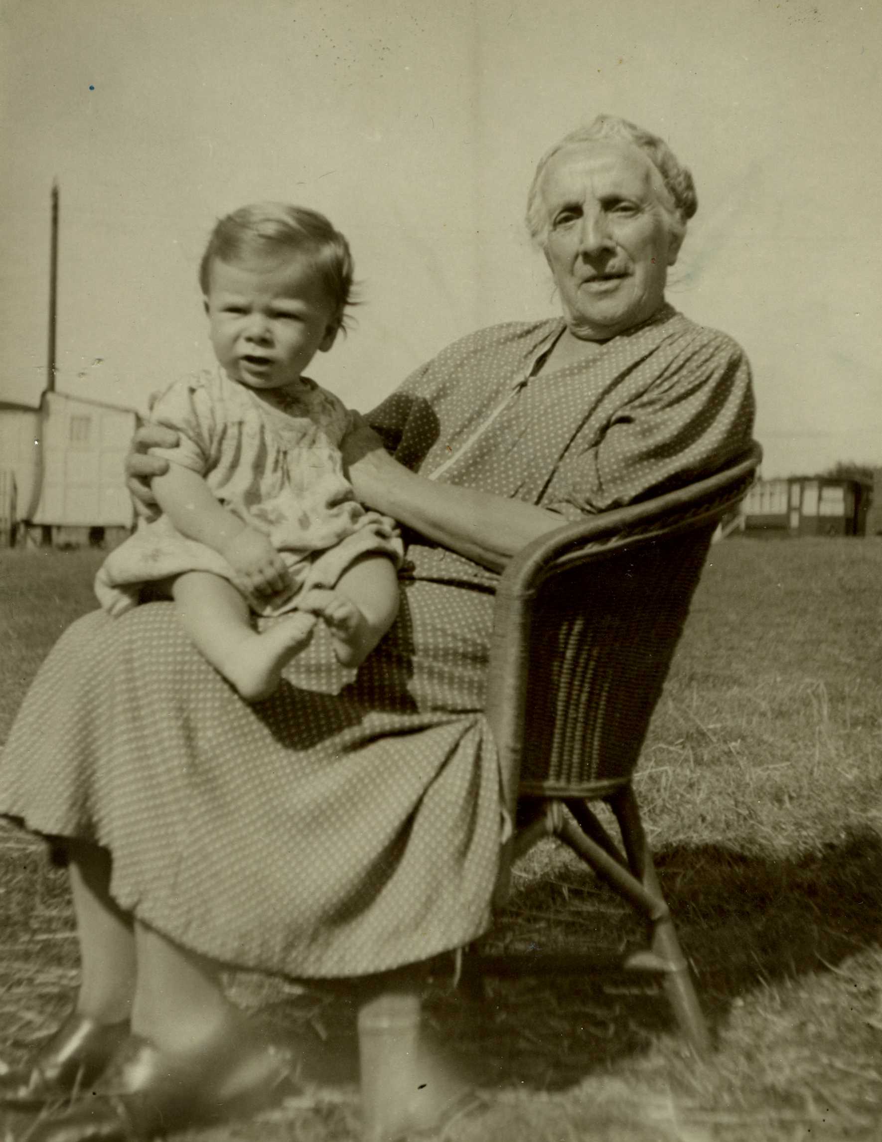 Grandma Clarke + Michael at Sewerby Easter 1946Michael at S.jpg