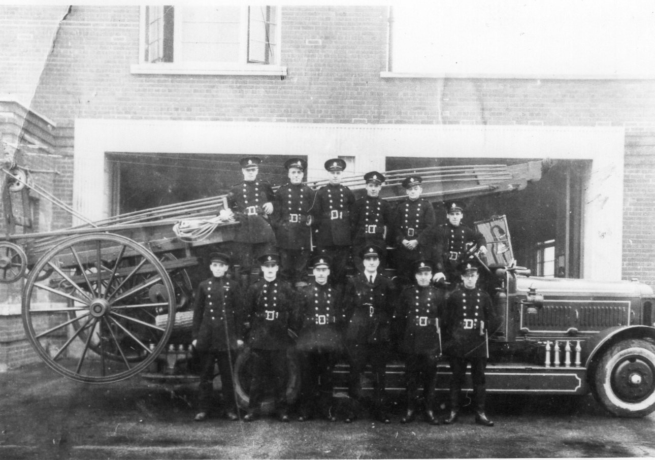 Part time firemen at Gipton Fire Station, Leeds (possibly taken around 1947?).