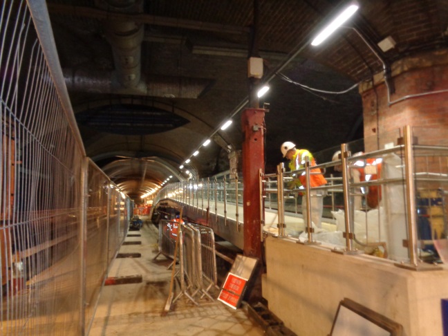 View along the Dark Arches from the Granary Wharf end of the LSSE work on Dec 10 2015.