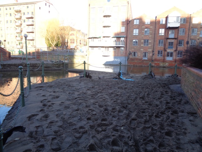 Ready for sand castles building by the River Aire near Brewery Wharf (taken Dec 29 2015).