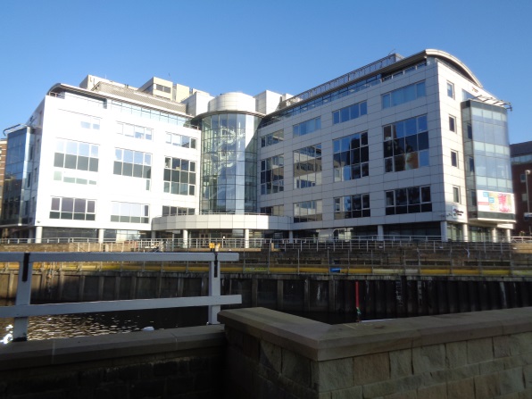 A view from near the Granary Wharf area (taken at 12:08 on a just then very bright Jan 20 2016).