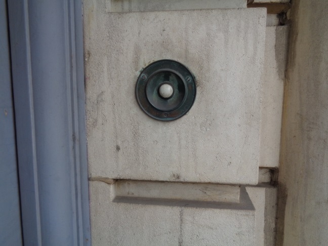 Old bell push button on the North Street frontage of the old Dispensary (taken April 1 2016 but not an April Fool prank).
