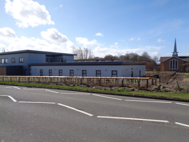 New Health Centre off King Lane, Alwoodley, with St Stephens in the rear (taken April 6 2016).