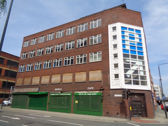 The long-vacant Circle House at the junction of Lady Lane and Bridge Street, Leeds (taken June 7 2016).