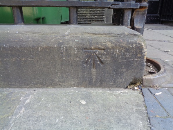 Close-up of the Bench Mark on the Oxford Place side of Leeds Town Hall (taken June 9 2016).