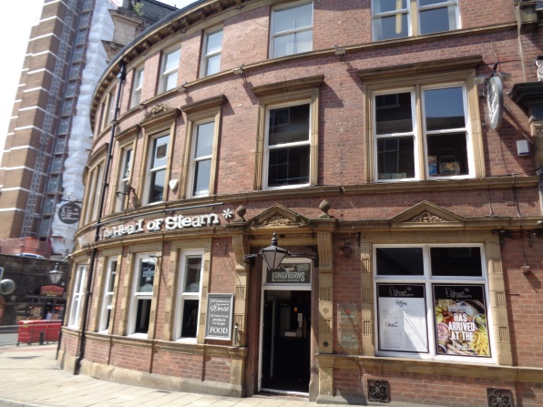 View of The Head of Steam bar, Mill Hill, Leeds (taken June 9 2016).