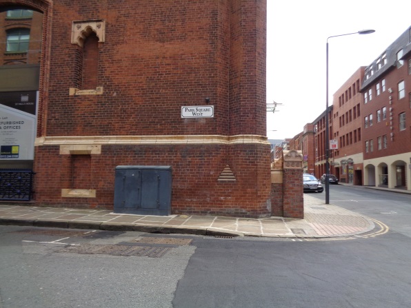 BM on Park Square West, with St Pauls Street on the right (taken June 23 2016).