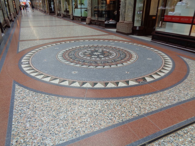 Floor design nearest to Vicar Lane in County Arcade, Leeds (taken June 29 2016).