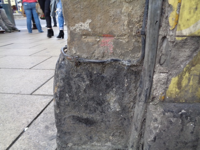 Remains of an old Bench Mark on the Horse &amp; Trumpet pub, The Headrow, Leeds (taken July 5 2016).